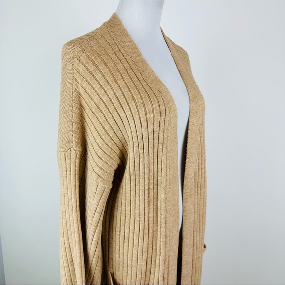 525 Neutral Ribbed Long Cardigan Sweater Size XS/Small - Picture 4 of 10